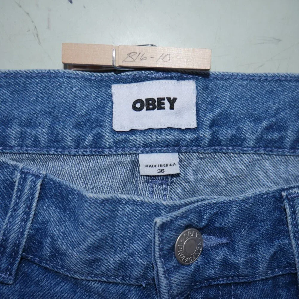 OBEY Bigwig Mens Baggy Jeans Men's Size 36x32 Loose Fit Light Wash Denim NWT